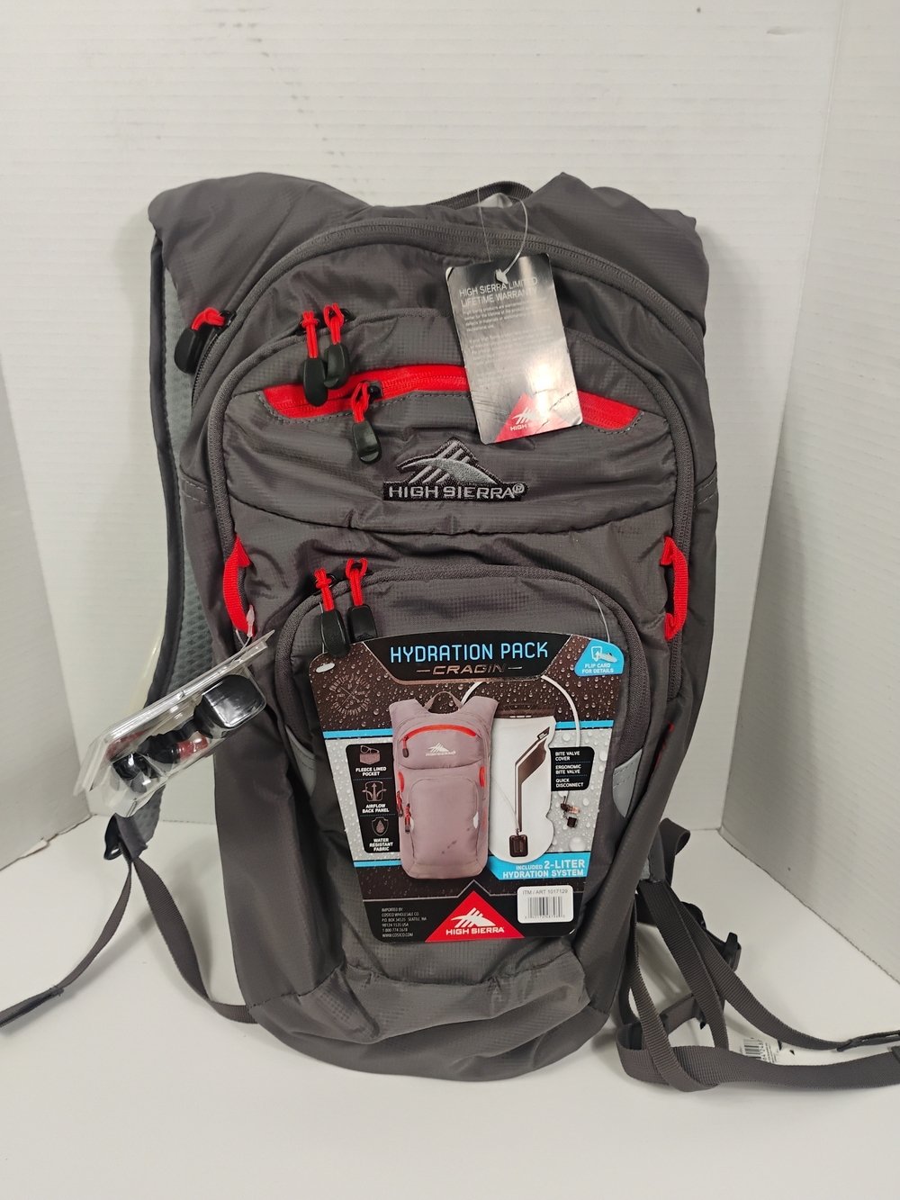 High Sierra Gray Backpack with Red Accents Hydration Pack